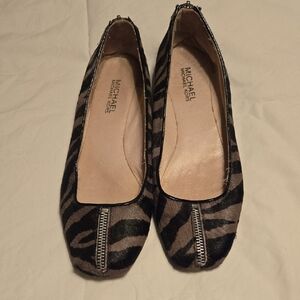Michael Kors Haircalf Black and Brown Zebra Print Flats